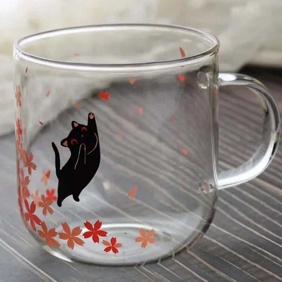 Sakura Design Black Cat Glass Mug