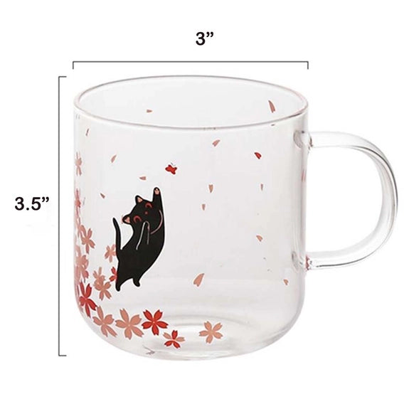 Sakura Design Black Cat Glass Mug