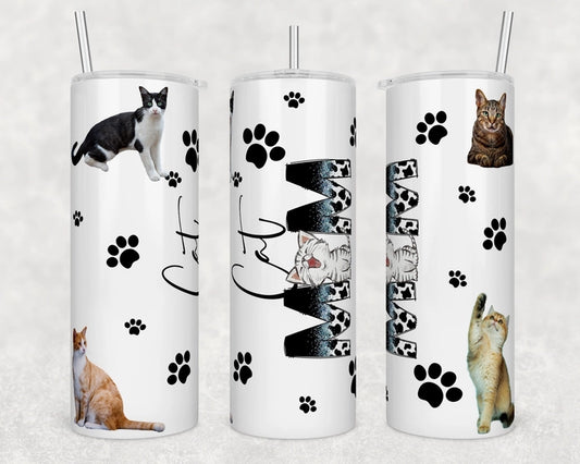 "Cat Mom" White Tumbler