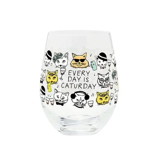 Caturday Wine Glass