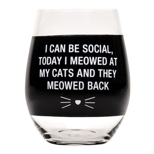 Meowed Back Stemless Wine Glass