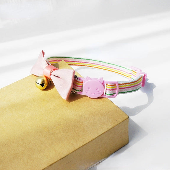 Mokka Pink Striped Collar with Bow