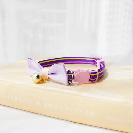 Mokka Purple Striped Collar with Bow