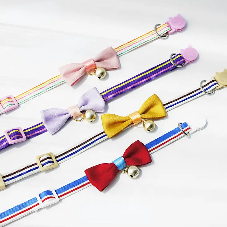 Mokka Purple Striped Collar with Bow