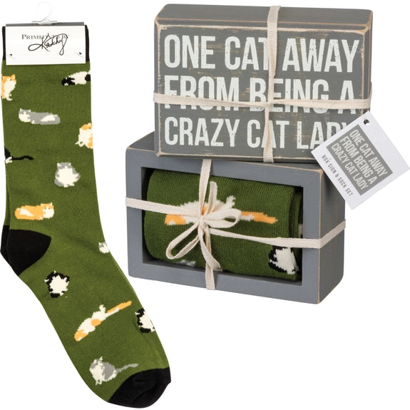 One Cat Away Socks and Box Set