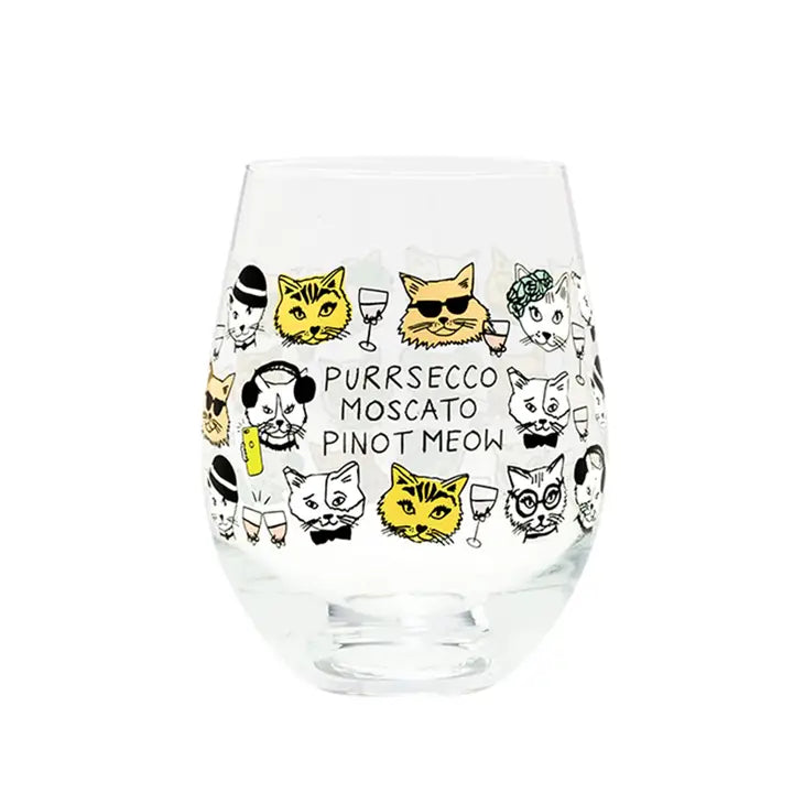 Purrsecco Stemless Wine Glass