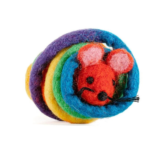 Rainbow Wool Mouse with Tail