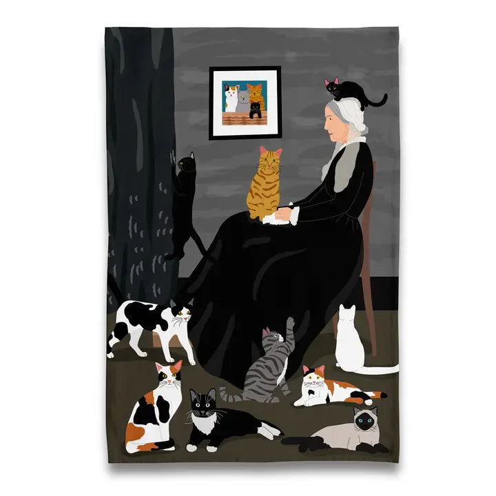 Museum Collection - Whistler's Mother of Kitty Cats Tea Towel