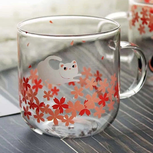 Sakura Design White Cat Glass Mug